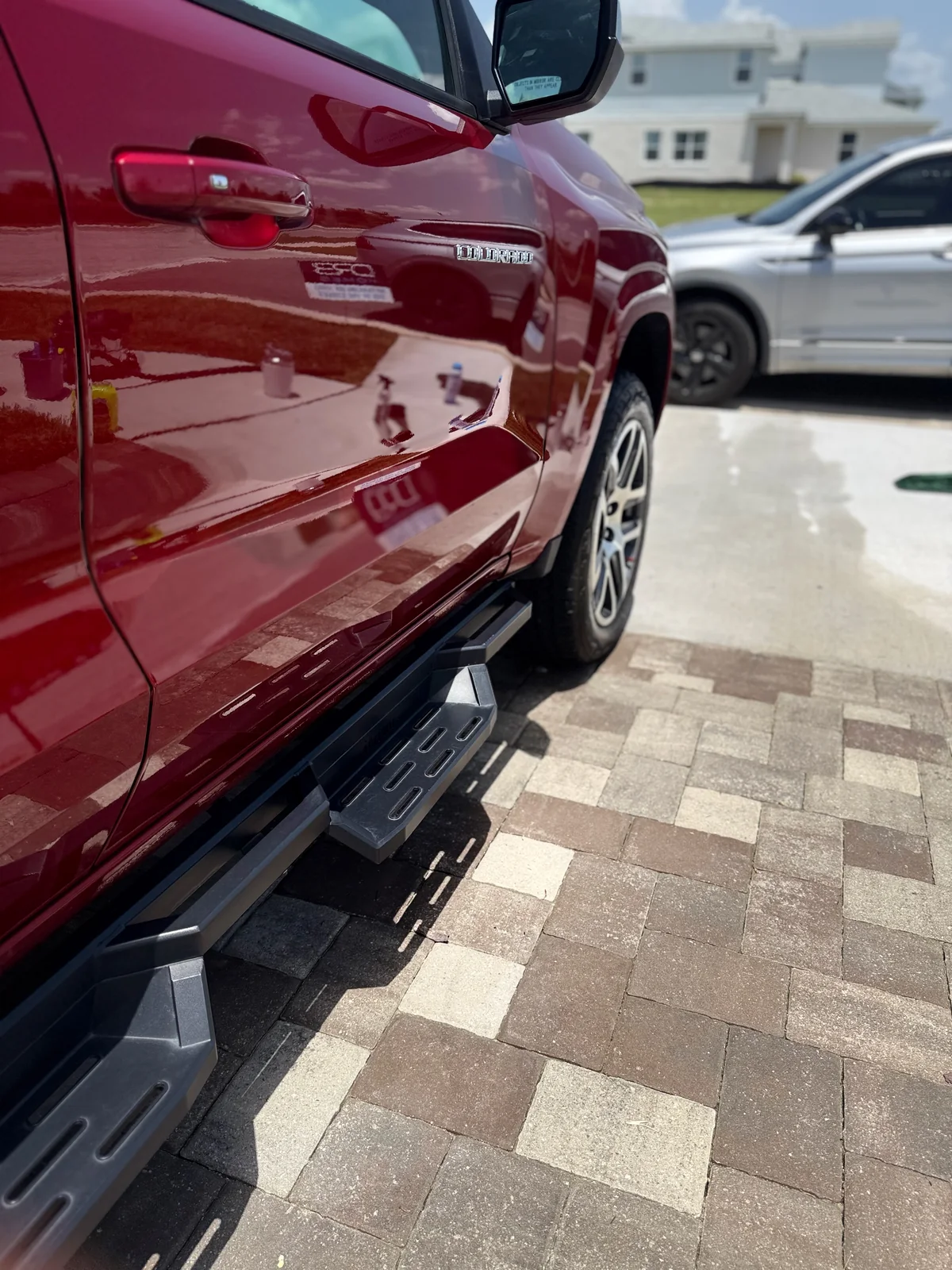 Red Chevrolet pickup exterior after detailing, clean and glossy